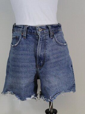Abercrombie Curve Love Dad Shorts 28 High Rise Dark Wash Distressed